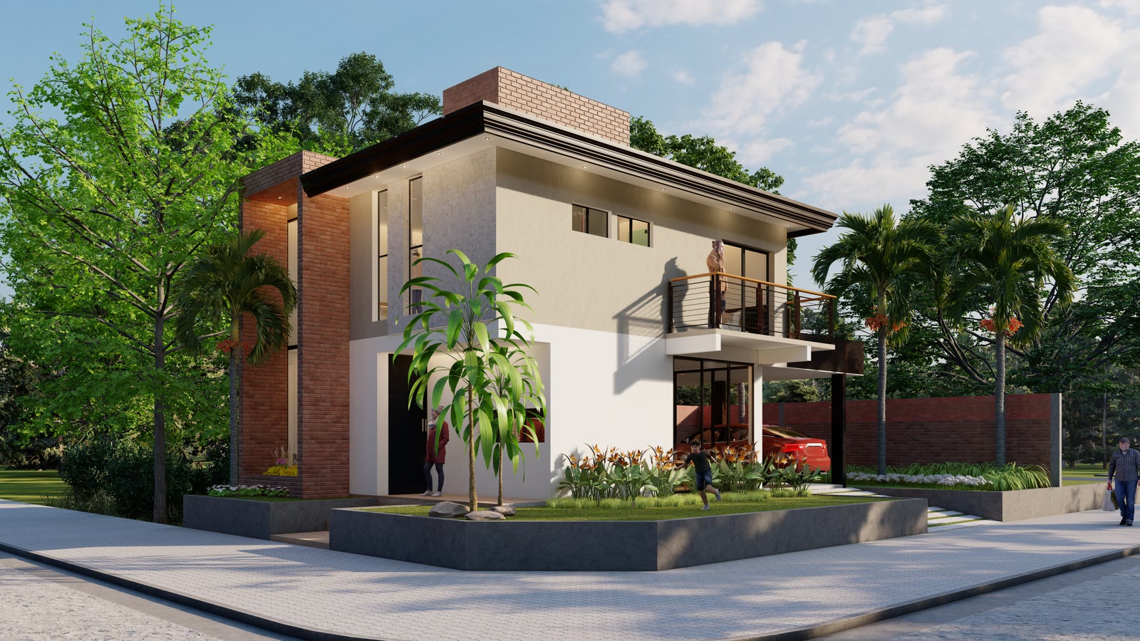 Render de los dúplex Gemelas, vista en esquina